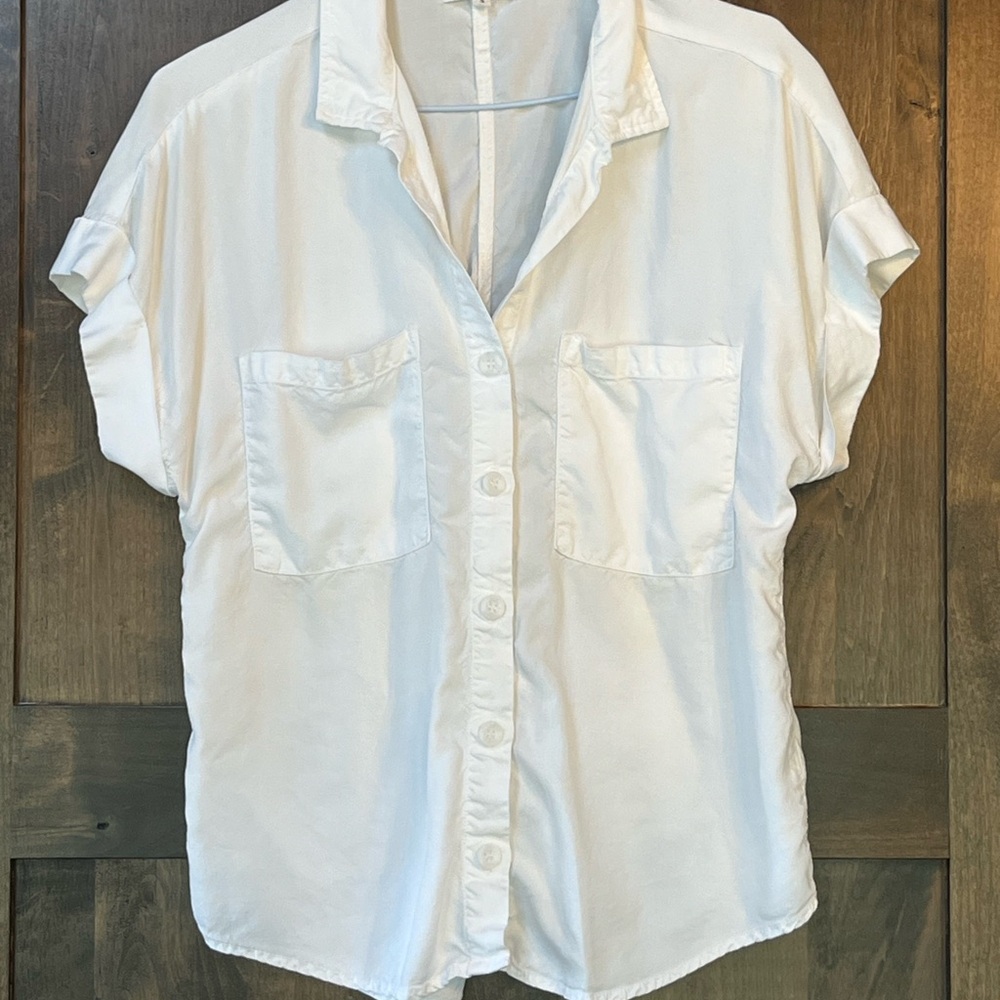 Bella Dahl Slouchy Short Sleeve Button Down - S / White